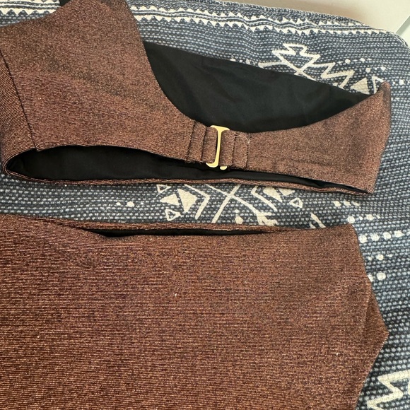 NWT SARA CRISTINA One Shoulder High Waisted Bikini - Metallic Shiny Brown XS/S - Picture 16 of 16